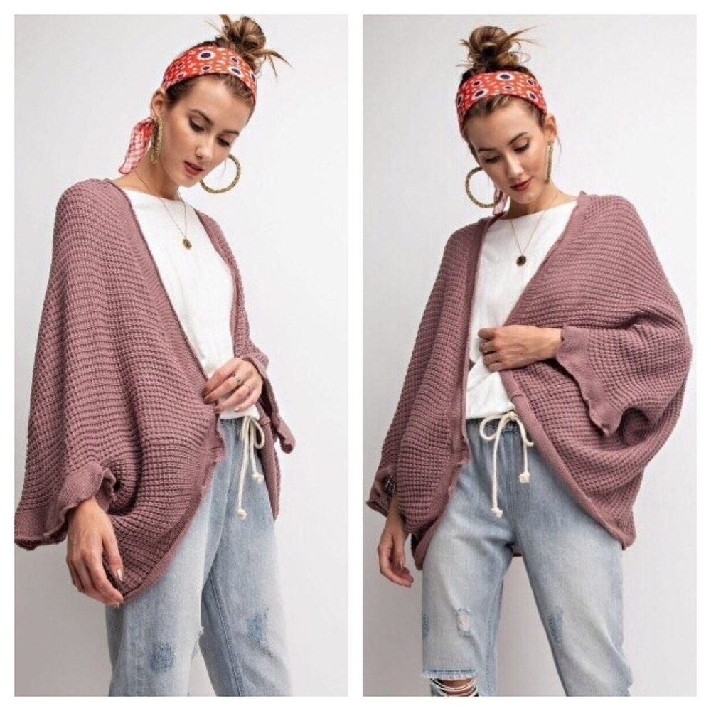 Textured Knit Cocoon Style Cardigan